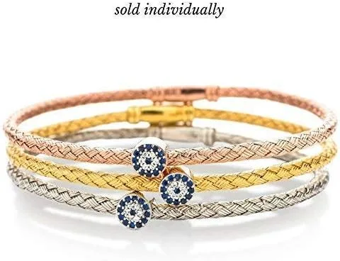 Miniatura 4 de Evil Eye Sterling Silver Bangle Bracelet for Women