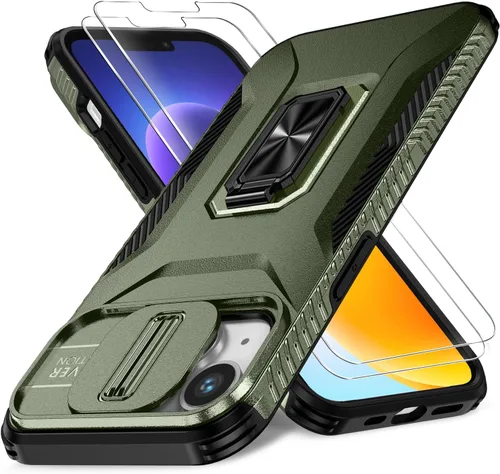 Miniatura 40 de Funda HakkTaoo para iPhone 13/iPhone 14 de 6.1 Pulgadas con Funda Deslizante para Cámara + Protector de Pantalla (2 Paquetes), Funda Protectora a