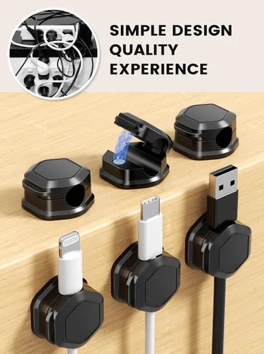 Miniatura 7 de Paquete de 6 clips magnéticos para cables, soporte organizador de cables ajustable y suave, soporte de cable de carga para ocultar el teléfono