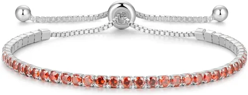 Pulseras de tenis de plata de ley con piedra natal para mujer, pulsera de bolo de tenis de 0.098 in, joyería de moda, regalos de cumpleaños para