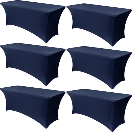 Miniatura 16 de Obstal Paquete de 6 Fundas de Mesa Elásticas de Spandex para Mesas de 6 Pies - Mantel Rectangular Universal Ajustado de 6 Pies Protector para Bodas