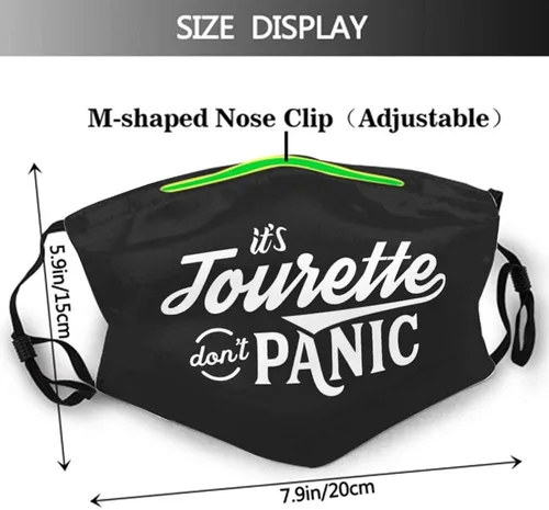 Miniatura 3 de Syndrome Tick Tourettes Juego de 2 máscaras faciales más 4 filtros de aire reemplazables, lavables reutilizables, ajustables, color negro