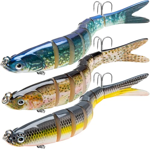 Miniatura 10 de Bass Fishing Lure for Freshwater and Saltwater Lifelike Fishing Lures Multi Jointed Swimbait for Bass Trout Crappie Walleye Pike Fishing Gifts for