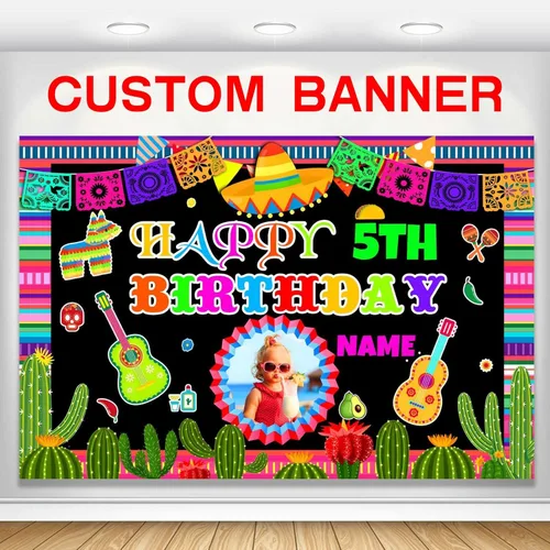 Decoración personalizada para fiesta mexicana, carnaval, fiesta de feliz cumpleaños, suministros personalizados, fiesta mexicana, carnaval, Estilo-O