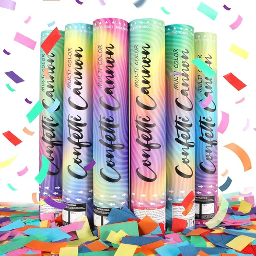 Miniatura 11 de Paquete de 6 cañones de confeti dorado, cartuchos de confeti, lanzadores de poppers de fiesta de 12 pulgadas para cumpleaños, celebración