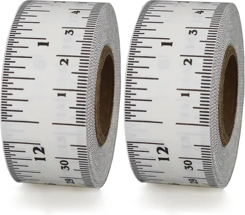Miniatura 7 de ChromaLabel Cinta métrica adhesiva de 12 pulgadas, cinta métrica plana para carpintería, oficina y regla escolar, cinta métrica blanca Blanco
