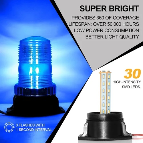 Miniatura 2 de eTzone 30 luces LED para carretilla elevadora, luces estroboscópicas azules de emergencia 360 luces intermitentes de advertencia 30 W DC10-110