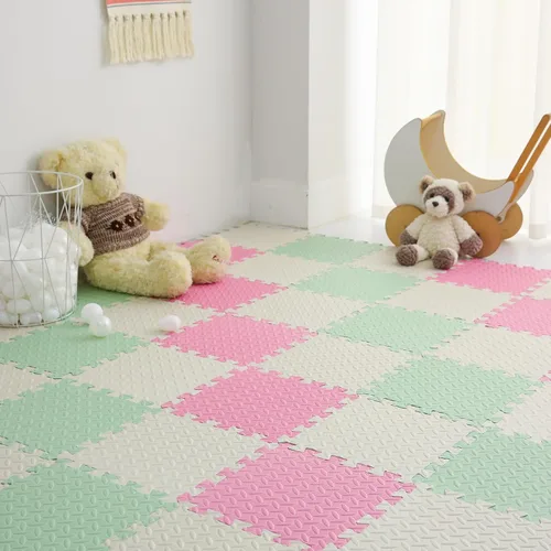 Miniatura 28 de Tapete de juego de espuma para bebé, tapete entrelazado de 0.4 pulgadas de grosor con colores sólidos, tapete de juego suave y no tóxico, tapete