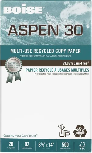 Miniatura 5 de Boise® ASPEN® 30 Impresora multiuso y papel de copia, blanco, legal (8.5 x 14 pulgadas), 5000 hojas por caja, 20 libras, 92 de brillo