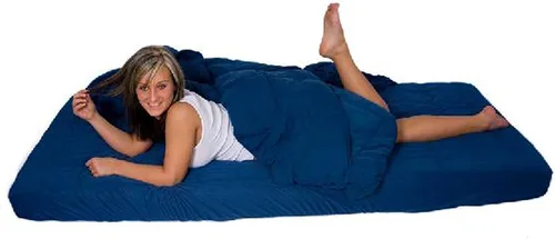 Colchoneta de dormir de lujo extrasuave con manta fina incorporada, 3 tamaños (individual - 35 x 80 pulgadas, azul marino)