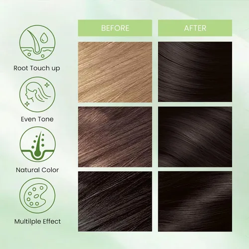 Miniatura 6 de Fedulili Champú de tinte para el cabello 3 en 1, tinte de color natural instantáneo para mujeres y hombres, té negro, retoque de raíces y duración