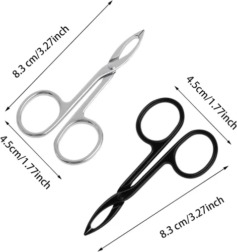 Miniatura 2 de WLLHYF 2 piezas de tijeras para cejas, pinzas con mango de punta recta, removedor de tijeras para cejas, cabello facial, cuidado de las cejas