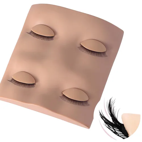 Miniatura 8 de Pretty memory Cabeza de maniquí de pestañas con 2 pares de párpados de práctica extraíbles, cabeza de maniquí de pestañas realista, suministros