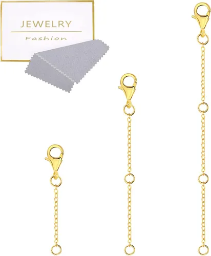 Miniatura 10 de Extensores de collar de oro, extensores de cadena de oro de 14 quilates con cierre de langosta, cadenas de extensión de collar, pulsera y tobillera