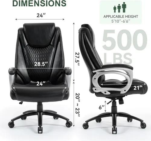 Miniatura 2 de Vogue Furniture Direct Silla de Oficina Grande y Alta 500 libras, Silla de Escritorio de Cuero PU de Respaldo Alto para Trabajo Pesado, Silla