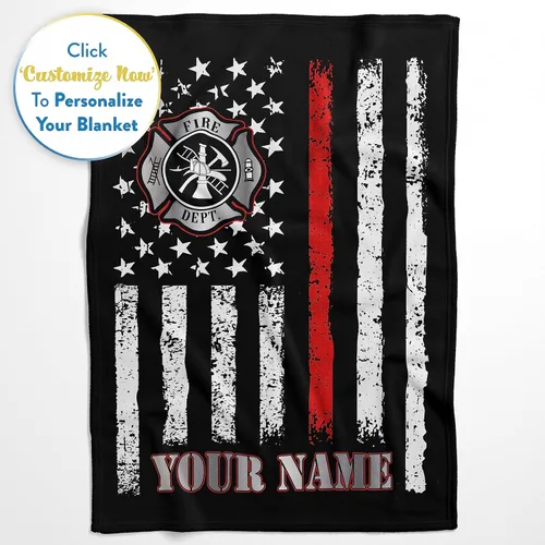 Miniatura 4 de Manta de bombero personalizada acogedora Manta personalizada para cama infantil Decoración de dormitorio de bombero Manta de forro polar suave