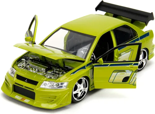 Miniatura 4 de Jada Toys Fast & Furious 1:24 Brian's Mitsubishi Lancer Evolution VII - Coche fundido a presión, juguetes para niños y adultos, color verde lima