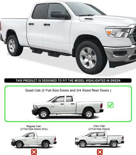 Miniatura 2 de Estribos Aps iBoard para Dodge RAM Extended de doble cabina, con 2 puertas angostas, Aluminio negro