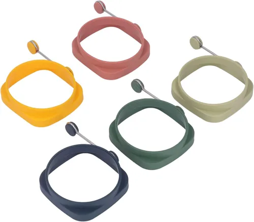 Aramox Silicone Egg Rings, Food Grade Silicone, Heat Egg Frying Rings, Non Stick Breakfast Cooking Tool for Family