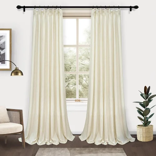 Miniatura 10 de DriftAway Cortinas plisadas de lino semitransparentes con textura de casa de campo sólidas y rústicas modernas para sala de estar y dormitorio, 2