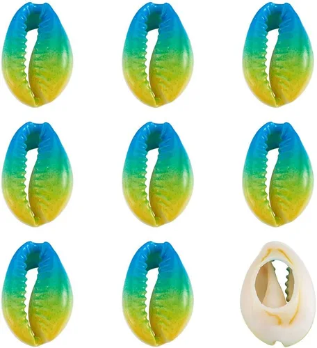 Miniatura 21 de Cheriswelry 200 cuentas de concha de cauri de ojo malvado sin perforar para playa, diseño de conchas marinas, corte liso, cuentas espaciadoras