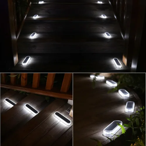 Miniatura 6 de Honalia Luces solares para entrada, paquete de 6 luces solares impermeables IP68 para exteriores, luces blancas adhesivas para pasos, escaleras