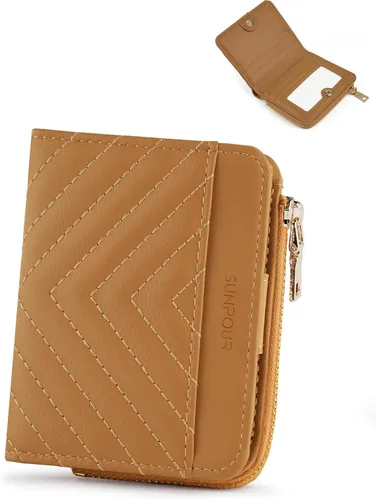 Miniatura 16 de Billeteras pequeñas y plegables para mujer, mini-cartera RFID para mujer, tarjetero delgado con bolsillo con cremallera para monedas y 2 ventanas