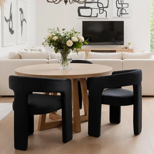 Miniatura 29 de HNY Silla moderna de cocina y comedor de estilo barril, silla de acento tapizada en cuero sintético PU con brazo, silla de lado de 47 cm de ancho