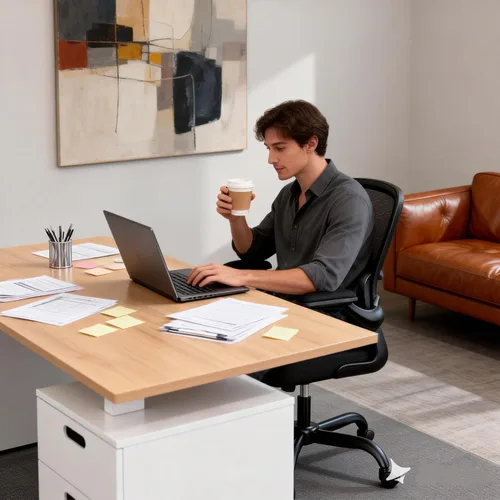 Miniatura 12 de ALLGOD Silla de oficina ergonómica, silla de escritorio ergonómica de malla transpirable con soporte lumbar, reposabrazos abatibles, sillas de Negro