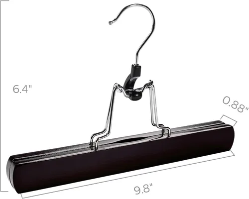 Miniatura 7 de HOUSE DAY Perchas de madera para pantalones, paquete de 10 perchas antideslizantes de madera para faldas, pantalones de mezclilla de madera