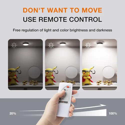 Miniatura 3 de Luces de disco con control remoto, iluminación recargable de 1000 mAh para debajo del gabinete, luces LED de armario, paquete de 3 luces nocturnas