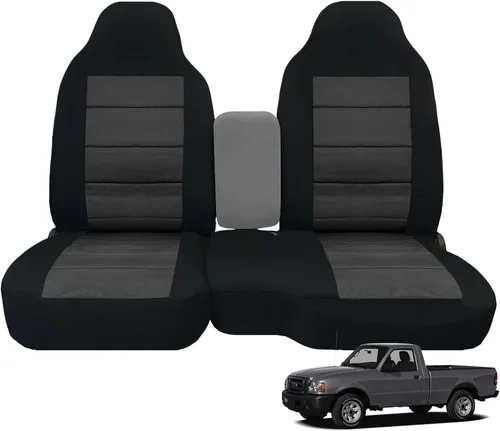 Fundas de asiento delantero de ajuste personalizado sin consola de repuesto para Ford Ranger Pickup 2004-2012 con asientos de respaldo alto 60/40,