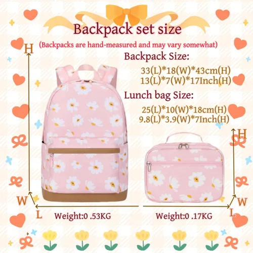 Miniatura 9 de 3 piezas de mochila con estampado de margaritas para niños, mochila de escuela primaria, mochila para estudiantes de primaria, mochila para Negro