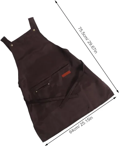 Miniatura 2 de Uonlytech Waterproof Commercial Bib Apron with Pockets Adjustable Unisex Work Apron for Kitchen Cooking Serving Coffee Shop Staff