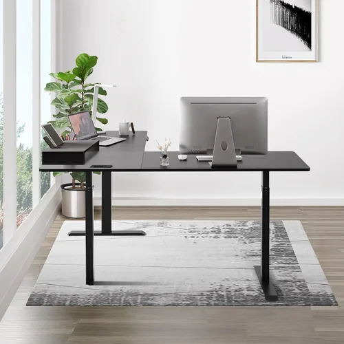 Miniatura 4 de UNICOO XOT-L3E-BB - Escritorio de pie eléctrico de altura ajustable con triple motor en forma de L, escritorio esquinero para juegos y oficina