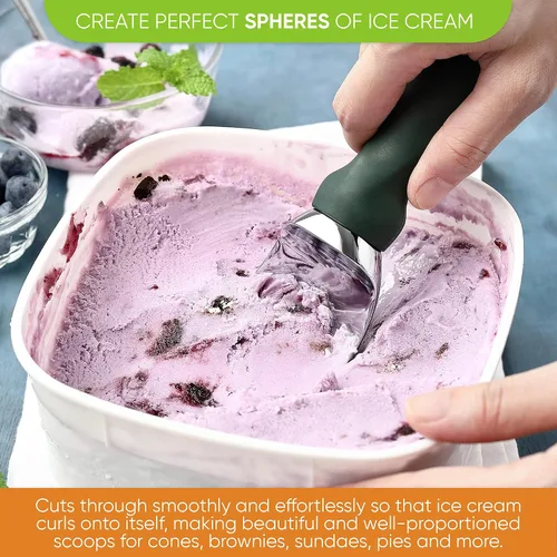 Miniatura 4 de Spring Chef - Cuchara profesional para helado con mango suave - Cuchara de helado resistente para masa de galletas, yogur congelado, gelato, Verde