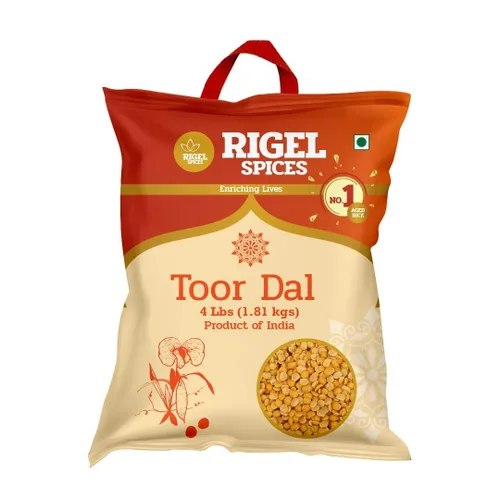 Rigel Spices Toor Dal 4 libras – Arhar Dal para comidas nutritivas – Lentejas amarillas naturales Toor Dal – Ingrediente esencial de la cocina india.