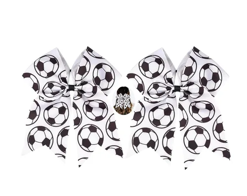 Miniatura 14 de Accesorios deportivos para el cabello - Lazos, soportes para cola de caballo y bandas para el cabello para niñas y equipos de fútbol (FQ1) (A)