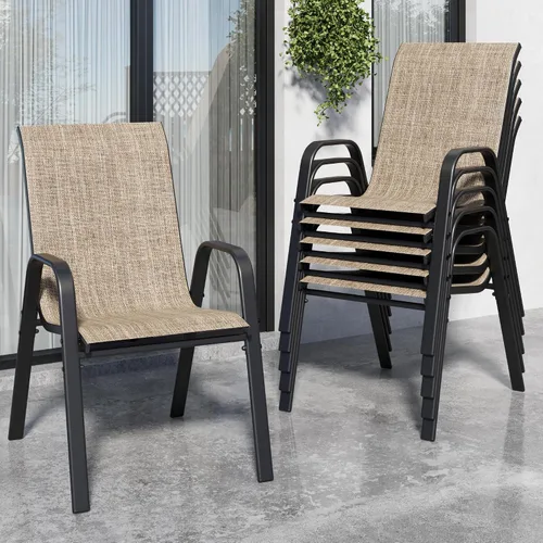 Miniatura 12 de Sillas de patio, sillas de comedor apilables para todo tipo de clima, tela de textileno y marco de metal, juego de sillas para exteriores para patio