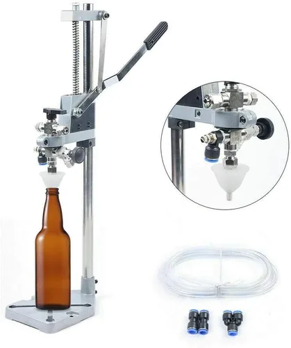 Miniatura 6 de YIYIBYUS Presión manual de botellas: llenado de botellas de contrapresión, llenado de botellas de cerveza de acero inoxidable/vino, máquina