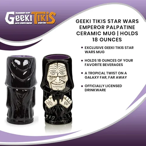 Miniatura 6 de STAR WARS Geeki Tikis Emperor Palpatine Darth Sidious - Taza de cerámica 18 onzas