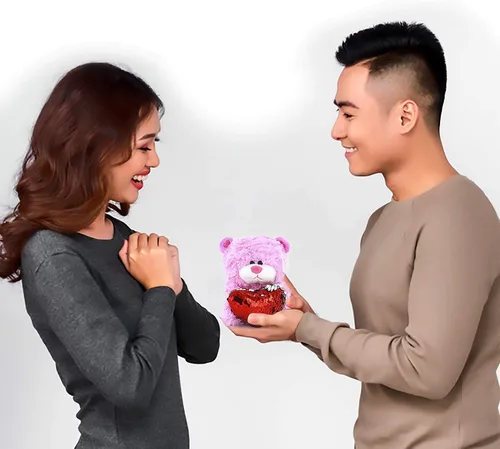 Plushland Qbeba - Oso de peluche de 6 pulgadas, lindo amor, día de San Valentín o sorpresa de Navidad para niños y niñas, tamaño exprimible (oso de