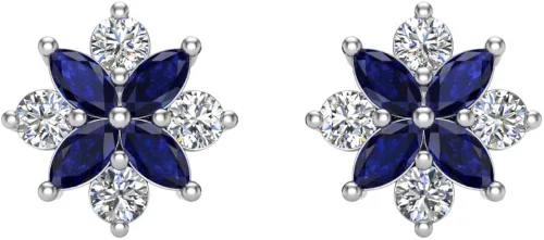 Miniatura 3 de Aretes de diamante marquesa y corte redondo oro blanco de 14 quilates 0,90 cttw