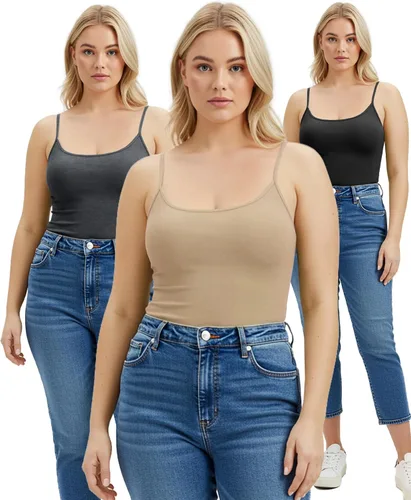 Miniatura 375 de Emmalise Camisola larga casual básica para mujer, con tirantes ajustables, top en capas