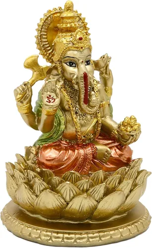 Miniatura 7 de alikiki Estatua hindú del Señor de Dios Ganesha - Estatua de Dios de la India Ganesh Escultura de ídolo de Ganpati Templo Mandir Indio Artículos