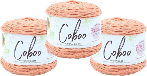 Miniatura 37 de Lion Brand Yarn Coboo, hilo suave para tejer, hacer ganchillo y manualidades, Vanilla Blossom, paquete de 3 Flor de vainilla