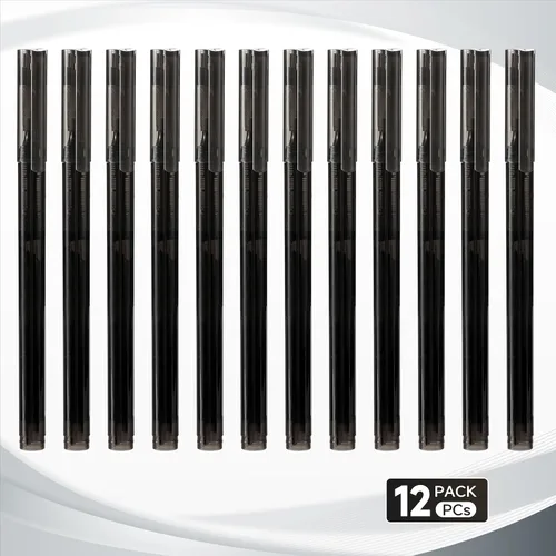 Miniatura 9 de Bolígrafos de Gel de Punta Fina Negra 12Pcs 0.5mm Bolígrafos de Gel de Bola de Tinta Líquida Negra Sin Manchas Sin Correr, Bolígrafo de Escritura