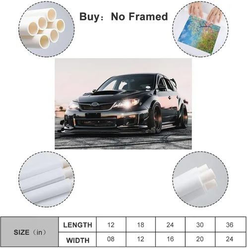 Miniatura 2 de Fbroceh Jdm - Póster de auto negro Wrx Sti Aesthetics, póster artístico y arte de pared, póster moderno para decoración de dormitorio familiar, 12 x