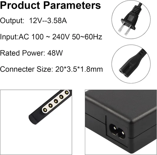 Miniatura 2 de Cargador adaptador de CA de 48 W 12 V 3.58 A para Microsoft Surface Pro 2 Surface Pro 1 Surface RT, no para suface Pro5 Pro4 Pro3 GO GO2 GO3