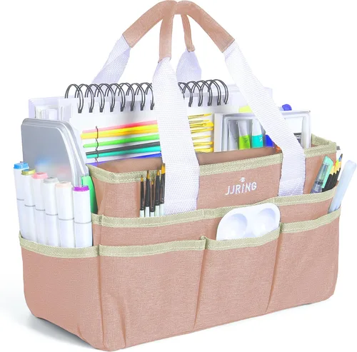 Miniatura 20 de JJRING Bolsa Organizadora de Transporte para Manualidades, Organizador de Almacenamiento de Arte con Múltiples Bolsillos, Bolsa de Costura Morado